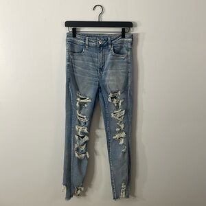 American Eagle Hi-Rise Jeggings Distressed